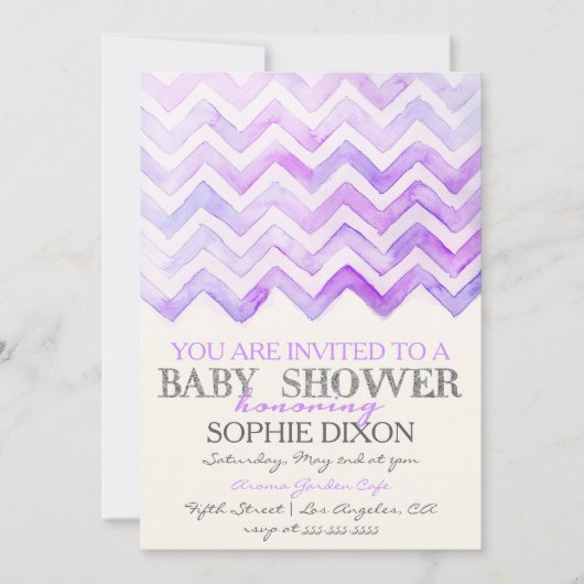 Watercolor Chevron Babyshower Uitnodiging (Voorkant)