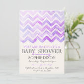 Watercolor Chevron Babyshower Uitnodiging (Staand voorkant)