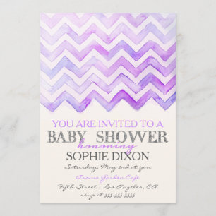 Watercolor Chevron Babyshower Uitnodiging
