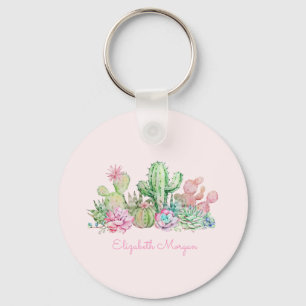 Watercolor Chic Succulenten Sleutelhanger