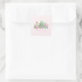 Watercolor Chic Succulenten Vierkante Sticker (Tas)