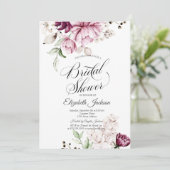 Watercolor Chic Violette Bloemen Bruidsdouche Kaart (Staand voorkant)