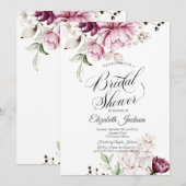 Watercolor Chic Violette Bloemen Bruidsdouche Kaart (Voorkant / Achterkant)