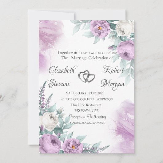 Watercolor Chic Violette Rozen Kaart (Voorkant)