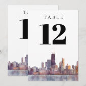 Watercolor Chicago Silhouette Tafelnummer (Voorkant / Achterkant)