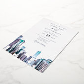 Watercolor Chicago Silhouette Trouwkaart Folie Uitnodiging (Gedraaid)