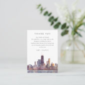 Watercolor Chicago Wedding Thank You Plaatskaartje (Staand voorkant)