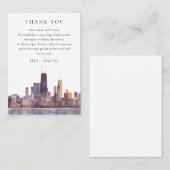 Watercolor Chicago Wedding Thank You Plaatskaartje (Voorkant / Achterkant)