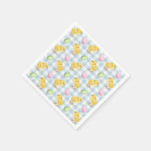 Watercolor Chick And Eggs On Blue Gingham Pattern Servet (Hoek)