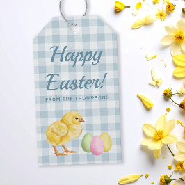 Watercolor Chick And Eggs On Blue Happy Easter Cadeaulabel