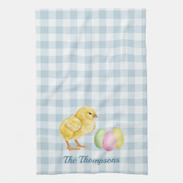 Watercolor Chick And Eggs On Blue With Name Theedoek