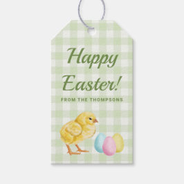 Watercolor Chick And Eggs On Green Happy Easter Cadeaulabel