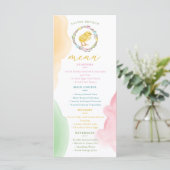 Watercolor Chick And Pastel Wreath Easter Brunch Menu (Staand voorkant)