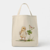 Watercolor Chick With Four-Leaf Clover Tote Bag (Achterkant)