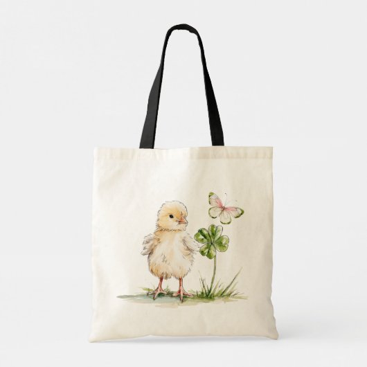 Watercolor Chick With Four-Leaf Clover  Tote Bag (Achterkant)