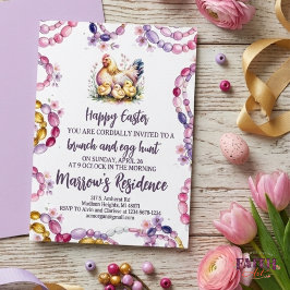 Watercolor Chicken & Chicks Hen Editable Easter Kaart