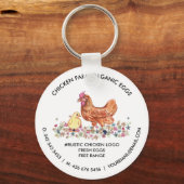 Watercolor Chicken Farm Logo | Organic Fresh Eggs Sleutelhanger (Voorkant)