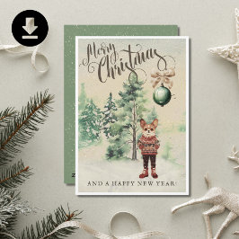 Watercolor Chihuahua Chi Hond Retro Vintage Feestdagenkaart