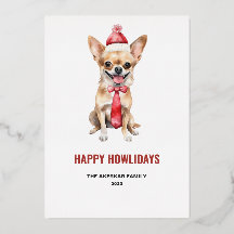 Watercolor Chihuahua Fijne Feestdagen