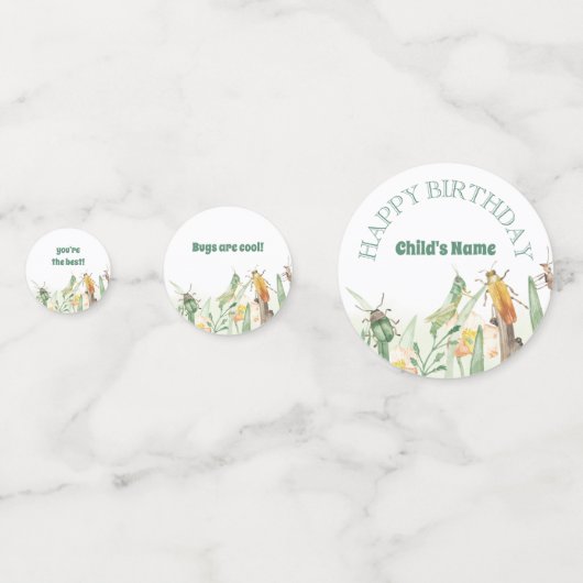 Watercolor Child's Bug Insect Birthday Confetti (Voorkanten)