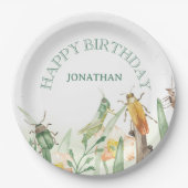 Watercolor Child's Bug Insect Birthday Papieren Bordje (Voorkant)