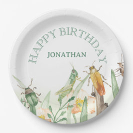 Watercolor Child's Bug Insect Birthday Papieren Bordje