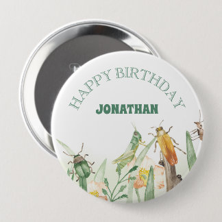 Watercolor Child's Bug Insect Birthday Ronde Button 4,0 Cm