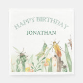 Watercolor Child's Bug Insect Birthday Servet (Voorkant)