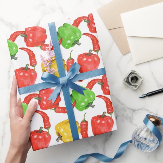 Watercolor Chilli Peppers Pattern  Cadeaupapier (Geschenken)