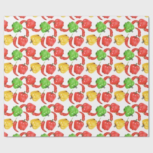 Watercolor Chilli Peppers Pattern  Cadeaupapier (Vlak)