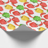 Watercolor Chilli Peppers Pattern  Cadeaupapier (Hoek)
