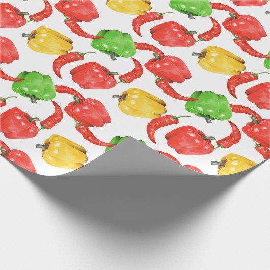 Watercolor Chilli Peppers Pattern  Cadeaupapier (Hoek)