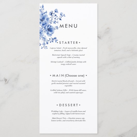 Watercolor Chinoiserie Floral Menu (Voorkant)