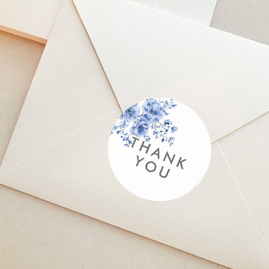 Watercolor Chinoiserie Floral Round Sticker