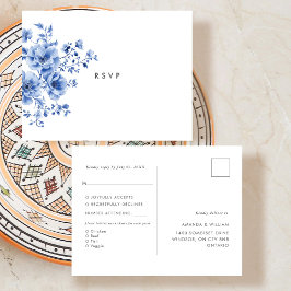 Watercolor Chinoiserie Floral RSVP Response Aankondigingskaart