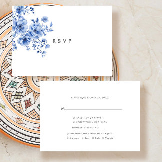 Watercolor Chinoiserie Floral RSVP Response Card Kaartje