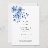 Watercolor Chinoiserie Floral Save The Date Card (Voorkant)
