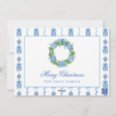 Watercolor Chinoiserie Ornaments Garland Christmas Feestdagenkaart (Achterkant)