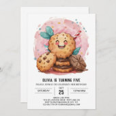 Watercolor Chocolade Aanpasbare Koekjes Verjaardag Kaart (Voorkant / Achterkant)