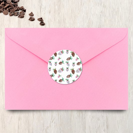 Watercolor Chocolade Aardbeien Stickers