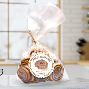 Watercolor Chocolade Chip Koekjes Gebakken Met Lie Ronde Sticker
