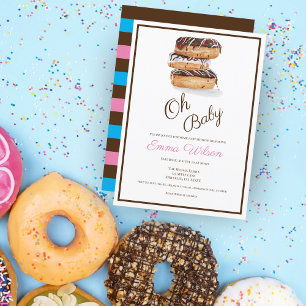 Watercolor Chocolade Donuts Baby Shower Kaart