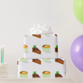 Watercolor chocoladetaart met koffie cadeaupapier