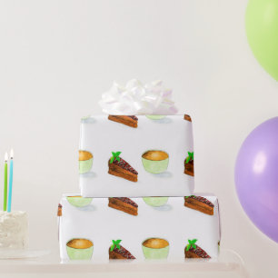 Watercolor chocoladetaart met koffie cadeaupapier