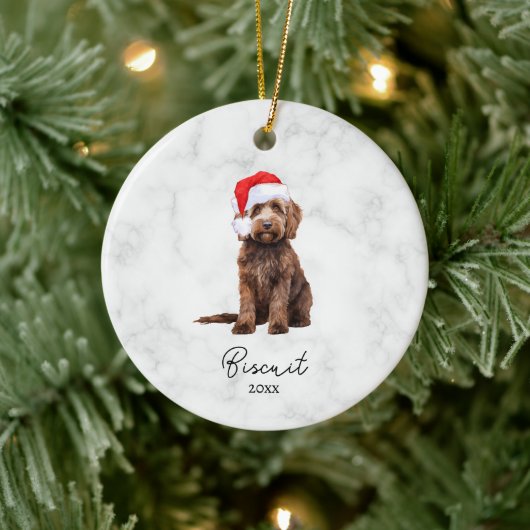 Watercolor Chocolate Brown Goldendoodle Keramisch Ornament (Boom)