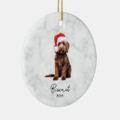Watercolor Chocolate Brown Goldendoodle Keramisch Ornament (Rechts)