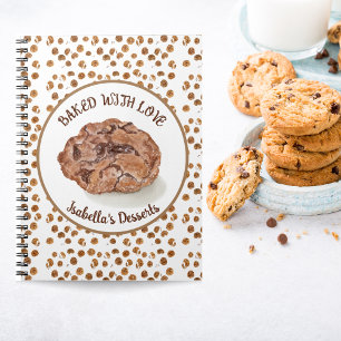 Watercolor Chocolate Chip Koekjes Gebakken Met Lie Notitieboek
