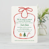 Watercolor Christmas Baby Shower Bib Invitation Kaart (Staand voorkant)
