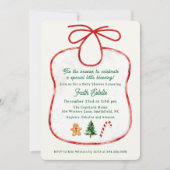 Watercolor Christmas Baby Shower Bib Invitation Kaart (Voorkant)