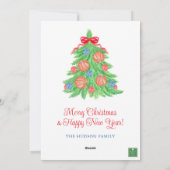 Watercolor Christmas Basketball Garland Photo Feestdagenkaart (Achterkant)